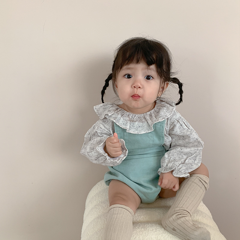 加工定制婴儿衣服秋装连体衣套装女宝宝哈衣爬服新生儿童装两件套