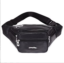 大容量男士腰包商务软皮胸包PU挎包手机包旅行工地收纳多隔层背包