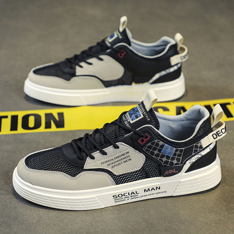 2025 zapatos de verano para hombre, lona baja, nueva malla, deportes, ocio, zapatos de deporte para hombre para estudiantes blancos, zapatos de moda de todo fósforo