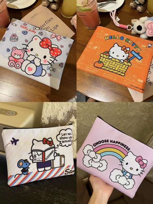 新しいハローキティ化粧品バッグ子供のかわいい漫画化粧品バッグ女性のクラッチバッグミニ収納袋|undefined
