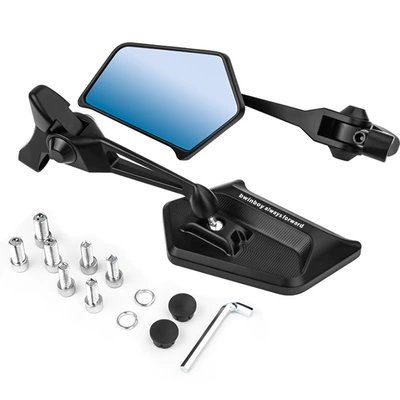 Aos8 Rearview Mirror Electric Motorcycle Motorcycle rearview mirror - black-blue-glass