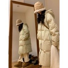 反季羽绒服女加(100cm<衣长)冬季白面包服韩版常规小个子过膝连帽