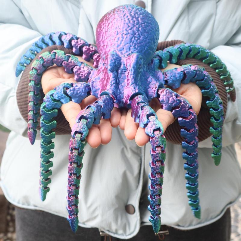 Cross-Border Hot-Selling 3D Printed Octopus with Movable Joints, Realistic Model Ornament, Children's Toy, Eight-Legged Octopus