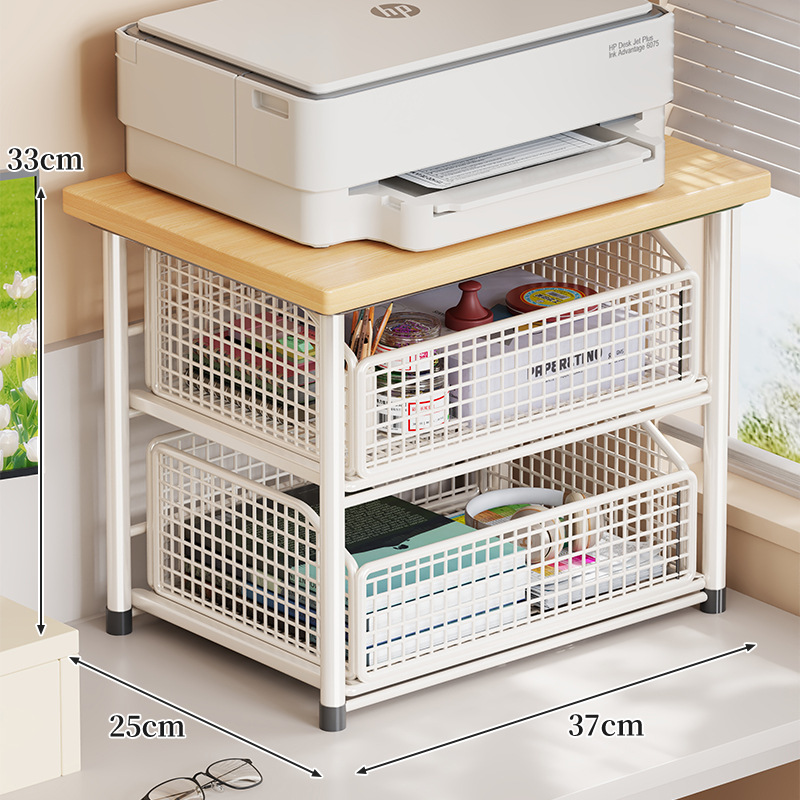 Estante Organizador para Impresora de Hierro y Madera con Cajón para Oficina image 12