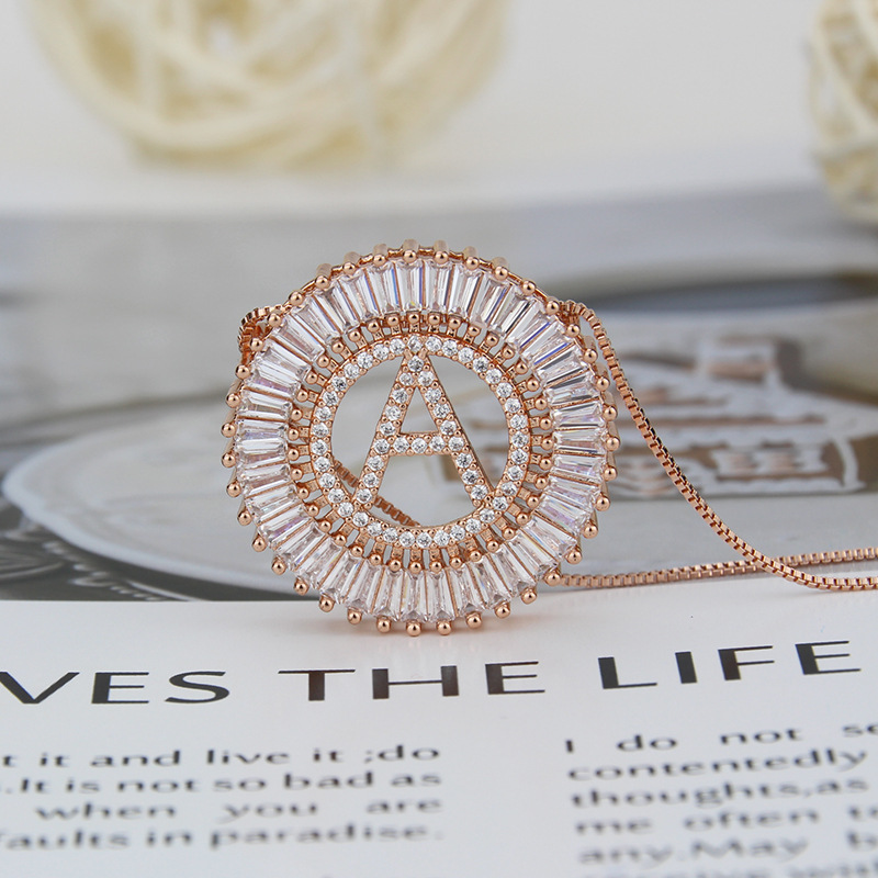 rose gold 26 English alphabet necklace