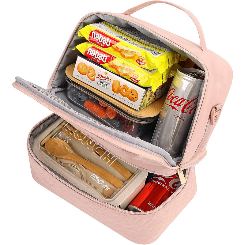 Nueva bolsa de almuerzo para mujer, bolsa de almuerzo, caja de almuerzo aislada con correa de hombro ajustable, bolsa refrigerada para almuerzo a prueba de fugas