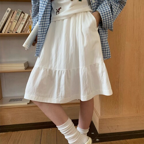 Large size fat mm American retro skirt for women's summer loose all-match skirt elastic waist a-line skirt short skirt Korean