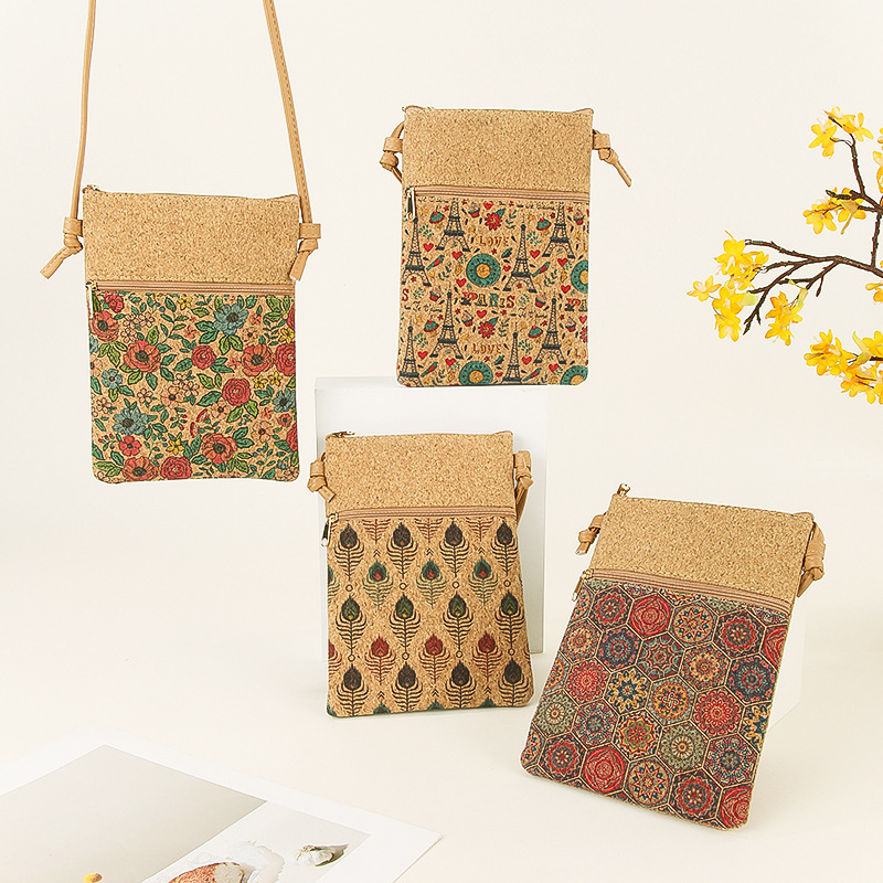 Popular Bohemian Style Cork Mobile Phone Storage Bag Women's Crossbody Bag Shoulder Strap Adjustable Travel Souvenir Popular Bohemian Style Cork Mobile Phone Storage Bag Women's Crossbody Bag Shoulder Strap Adjustable Travel Souvenir