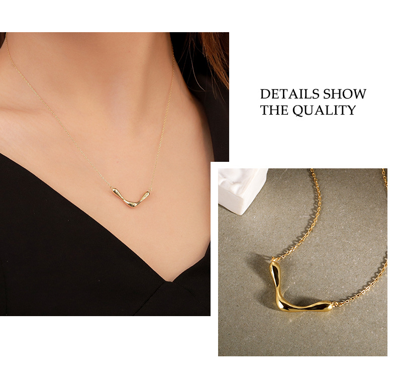 cable chain Chain Type 925 Sterling Silver Cable Chain Plating V Shape Necklace