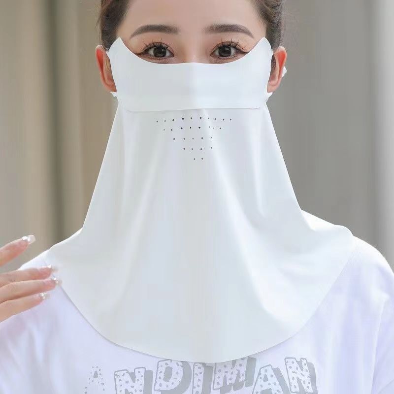 女性用日焼け止めマスク、夏用ロングネックプロテクター、紫外線防止、氷の薄い通気性、サイクリングと運転用サンシェード、フルフェイスマスク|undefined