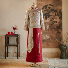 香槟色男士秀禾服2025新款新郎中式礼服结婚唐装金色敬酒接亲礼服