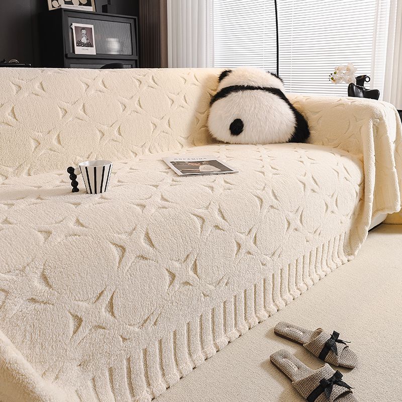 Sofa Cover, Sofa Slipcover, Autumn and Winter Nordic Style Sofa Towel, Plush Sofa Cover, Non-Slip, Full Coverage, Suitable for All Seasons