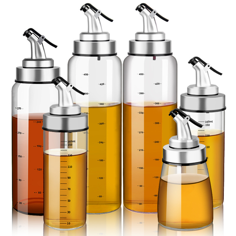 Olla de aceite de vidrio a prueba de fugas gran salsa vinagre olla hogar condimento botella tarro tanque de aceite suministros de cocina traje botella de aceite