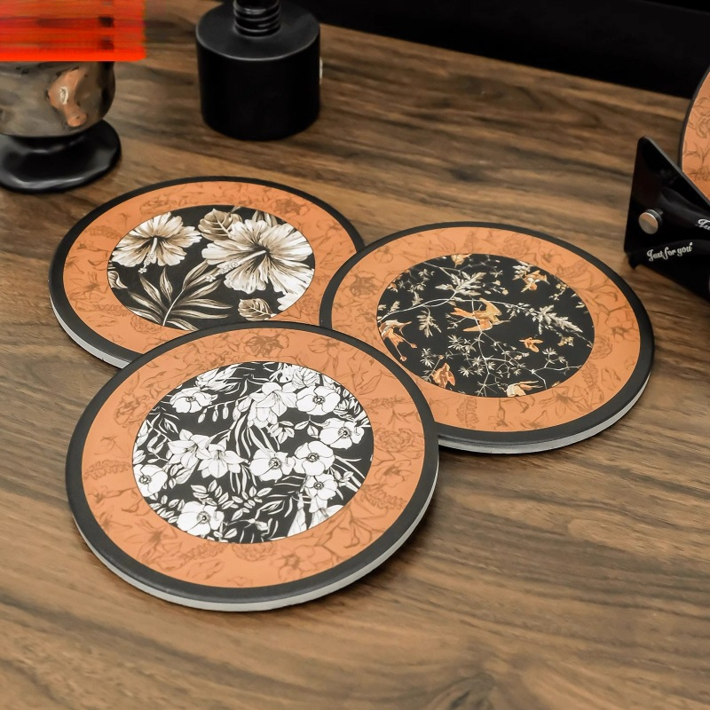 中古风陶瓷软木杯垫耐高温餐桌隔热垫家用锅垫吸水防滑垫桌面厨房