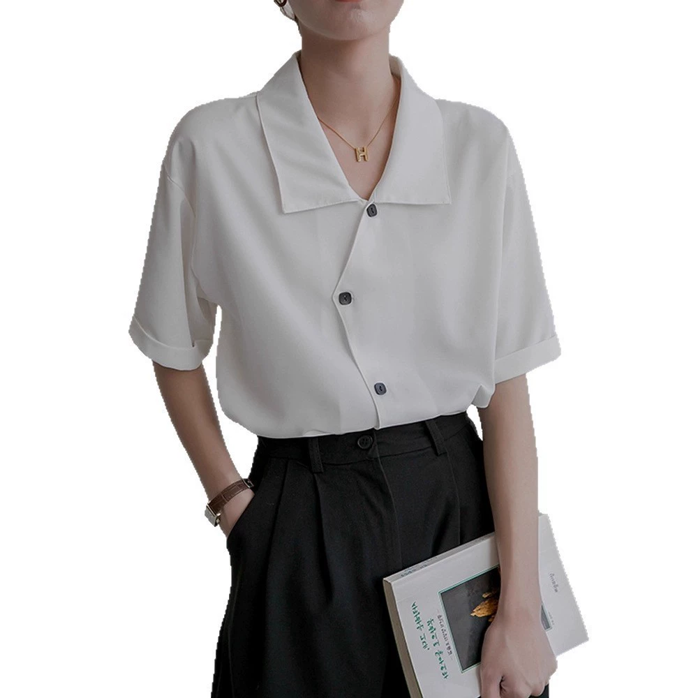 Профессиональная рубашка с короткими рукавами для поездок на работу, женская летняя французская нишевая рубашка с короткими рукавами OL, официальная одежда для собеседования, белая рубашка, летний топ