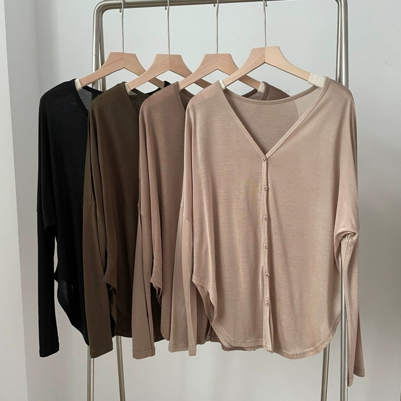 Мягкий дышащий жакет, кардиган, длинные рукава, осень, свободный крой