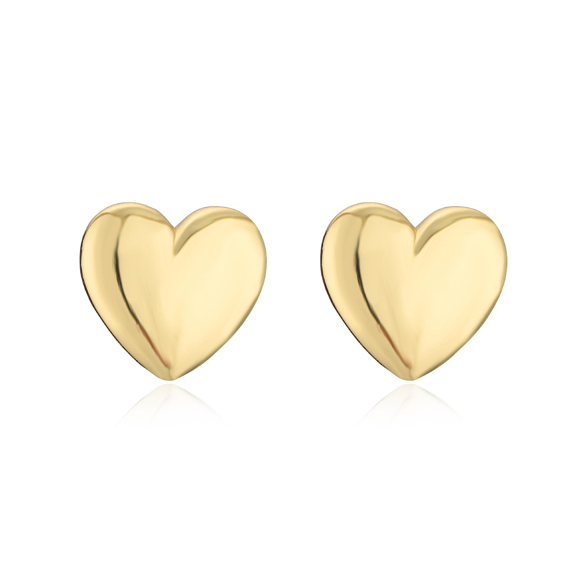 New Style Copper Inlaid Zircon 18k Gold Plated Heart Stud Earrings Necklace Opening Ring display picture 1
