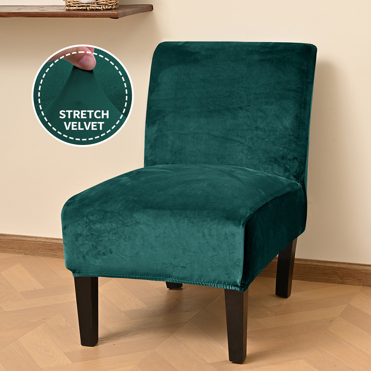 Nuevo estilo transfronterizo, funda de taburete de terciopelo plateado elástico, a prueba de polvo, funda de taburete de terciopelo europeo y americano, funda de silla TEMU