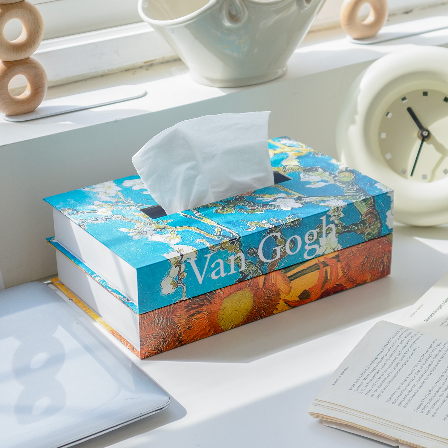 Decoración simple creativa de lujo caja de servillas de libros falsos sala de estar del dormitorio mesa de té decoración de escritorio caja de servillas