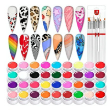 跨境美甲彩绘工具套装甲油胶纯色彩绘胶36色实色多彩胶美甲笔