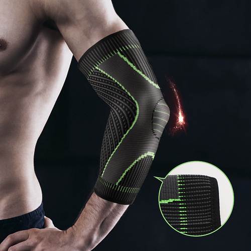 Amazon Sports Knit Double Ribbed Pressure Elbow Support with Four-Way Stretch Fitness Anti-Slip Breathable Sweatproof Nylon Elbow Support