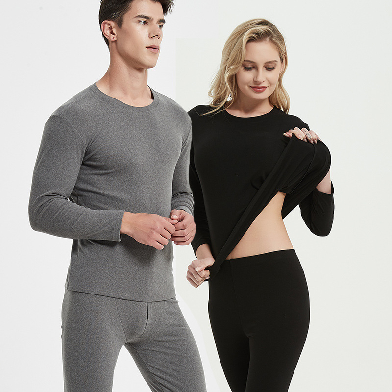 Cross-Border Exclusive Supply of Double-Sided Brushed Thermal Underwear, Round-Neck Autumn Tops and Bottoms for Men and Women, Amazon Source, Thick Style Inner Wear Cross-Border Exclusive Supply of Double-Sided Brushed Thermal Underwear, Round-Neck Autumn Tops and Bottoms for Men and Women, Amazon Source, Thick Style Inner Wear