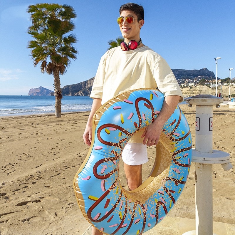 Fresa chocolate donut natación inflable agua de la pareja foto flotante fila sofá cama