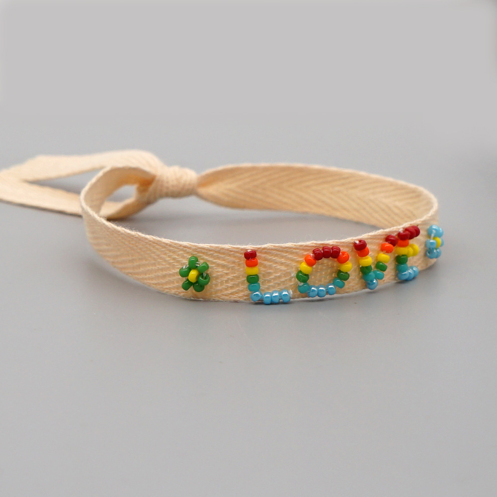 Simple Bohemian Ribbon Rainbow Love Letter Bracelet display picture 21