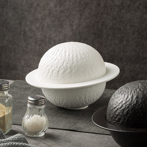 Molecular cuisine creative spherical bowl restaurant dry ice plate internet celebrity smoke cup hotel rock mood plate ceramic tableware
