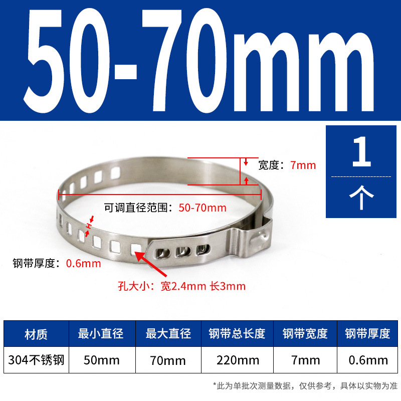 Abrazadera de manguera no polar de oreja única ajustable de acero inoxidable 304 abrazadera de tubería de agua abrazadera de tubería de sujeción jaula de bola semi-eje abrazadera de tubería