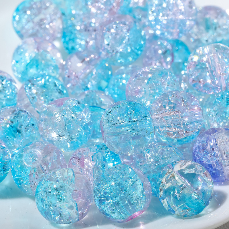 卡10珠子冰裂散珠透玻璃爆花内碎珠手工10mm串珠制作手串项链首饰|undefined