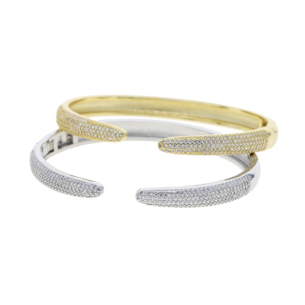 Adjustable Minimalist Zircon Bangle Women's Trendy Diamond Jewelry_voghion.com