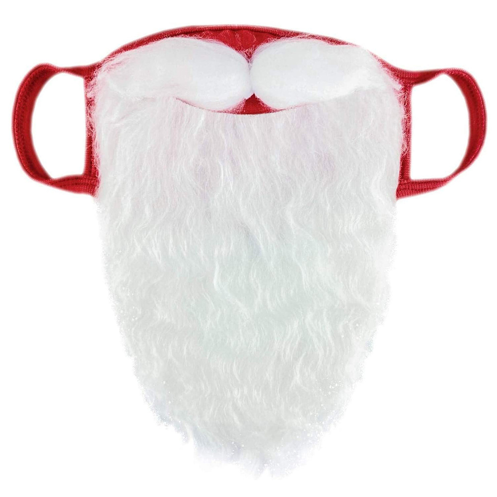 Maschera per barba di Natale Maschera per barba bianca divertente e festiva Maschera in cotone rosso Ornamenti natalizi_voghion.com
