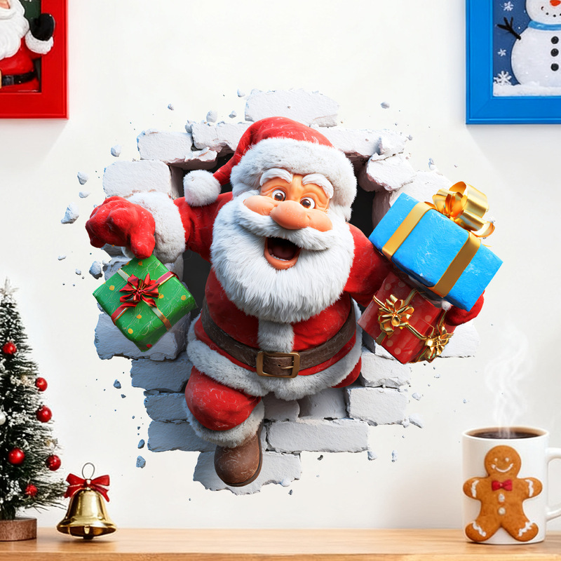 Ms-Xa246 Christmas Creative Wall-Breaking Santa Gift Box Bedroom Living Room Entrance Home Decoration Wall Sticker Ms-Xa246 Christmas Creative Wall-Breaking Santa Gift Box Bedroom Living Room Entrance Home Decoration Wall Sticker