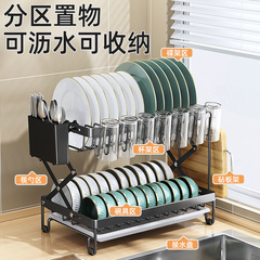 Cross-border Amazon kitchen bowl and utensil draining rack, bowl and plate storage rack, foldable household countertop bowl stand, storage rack