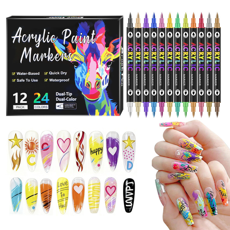 Cross-Border Dual-Tip Dual-Color Nail Art Graffiti Pen Set, DIY Quick-Dry Marker Pen, Colorful Outline Nail Art Pen Cross-Border Dual-Tip Dual-Color Nail Art Graffiti Pen Set, DIY Quick-Dry Marker Pen, Colorful Outline Nail Art Pen