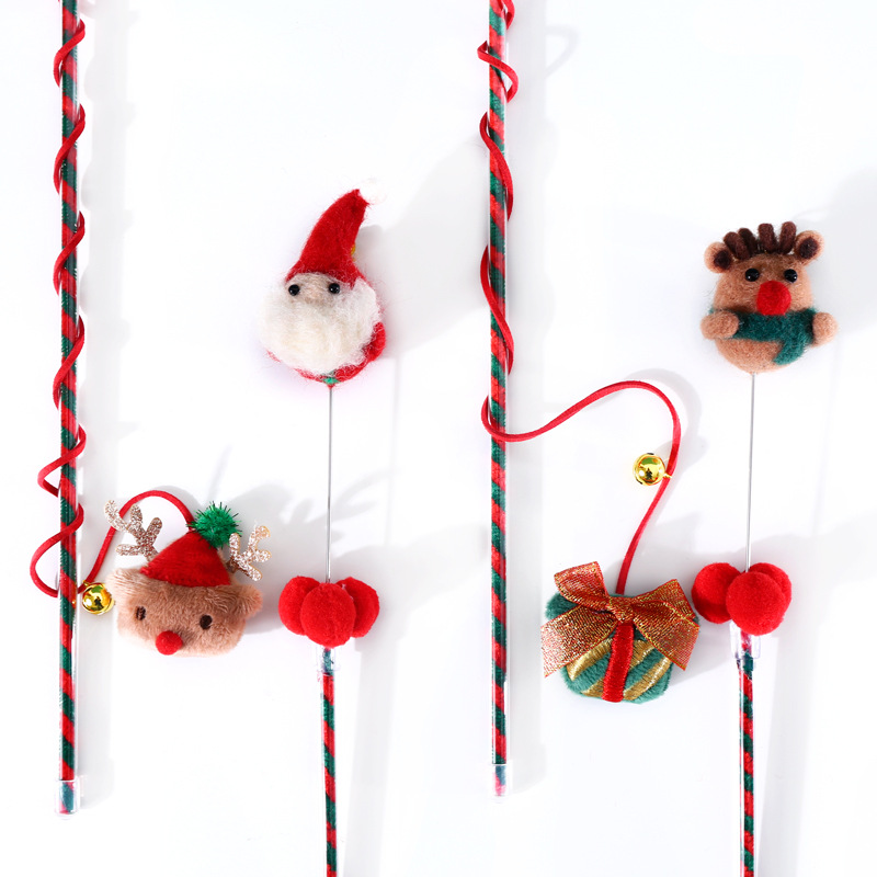 Gato mascota interactivo árbol de Navidad ancianos caramelo muñeco de nieve divertido gato palo campana felpa tela Comercio Exterior Juguetes de entrenamiento