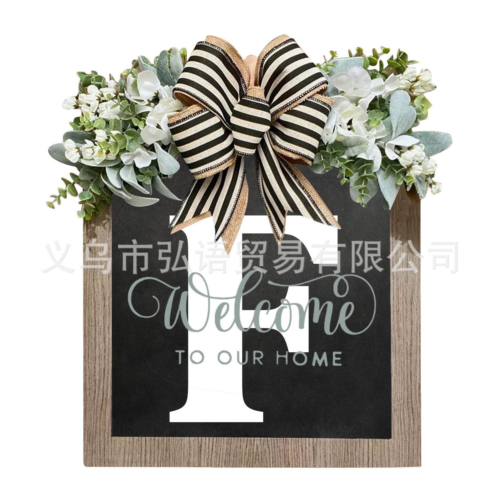 Transfronterizo Apellido Año Ronda Puerta de entrada Wreath26 letras mariposa Placa de puerta Decoración