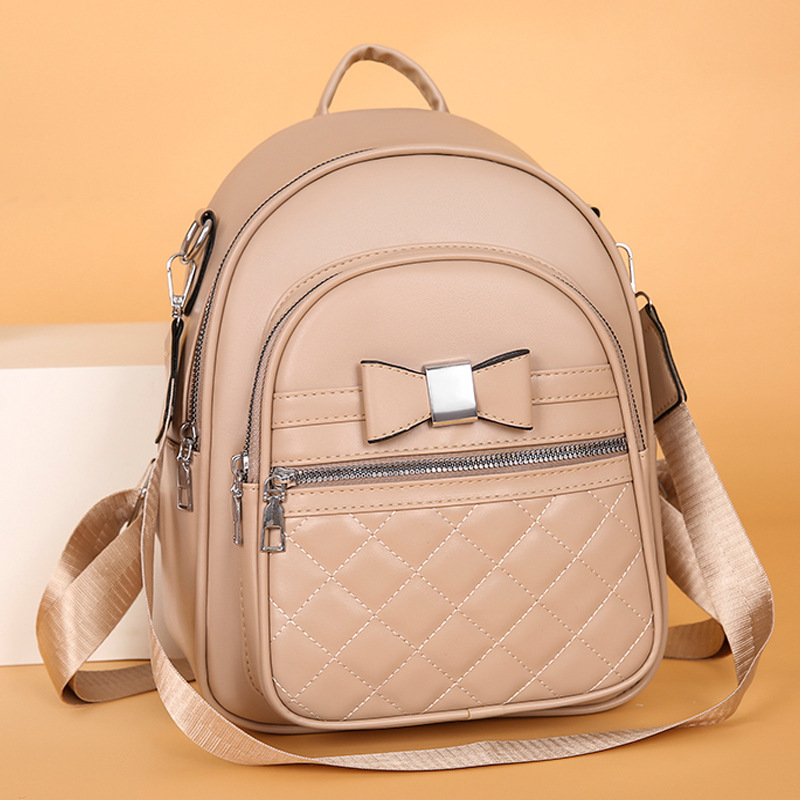 2023 verano nuevo estilo casual señoras de cuero suave mochila de viaje urbano de moda bolso de hombro simple