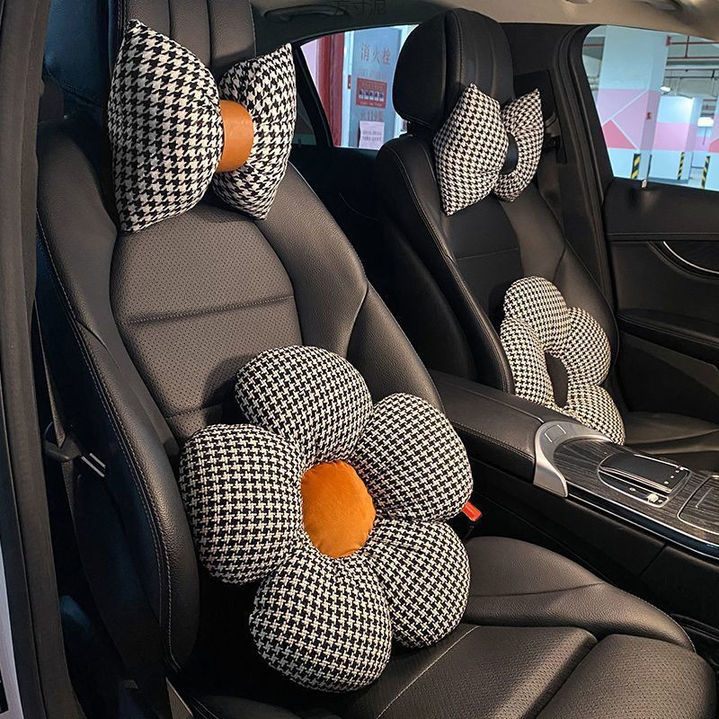자동차 머리 받침 자동차 목 베개 허리 베개 사계절 유니버설 꽃 베개 카시트 세트 여신 허리 베개