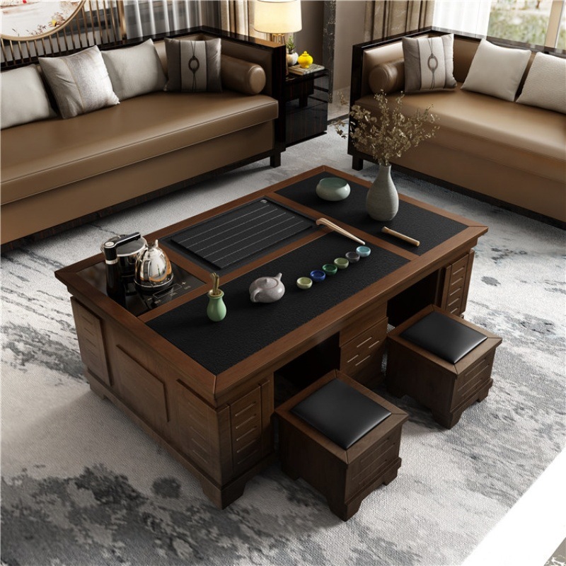 Kung Fu Tea Table and Chairs with Water Kettle, Fire Stone Coffee Table, Tea Set, Integrated Living Room, Home Office Tea Making Table