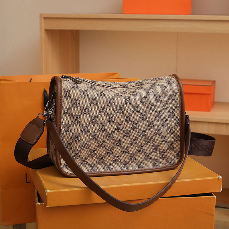 Borsa a tracolla Boston di grande capacità con stampa vintage personalizzata, elegante e alla moda._voghion.com