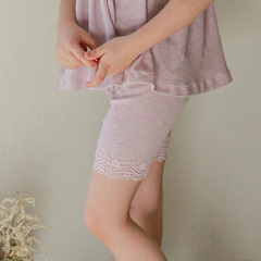 2024 Summer Strawberry Sandalwood Korean Children's Girls Lace Edge Solid Color Base Short Pants