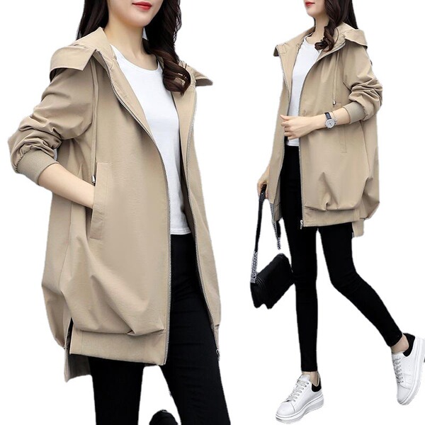 Demi-season khaki elegant trench coat