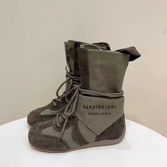 葡萄妈同款！增高4cm废土风三角巾绑带中筒德训靴拳击靴短靴女鞋