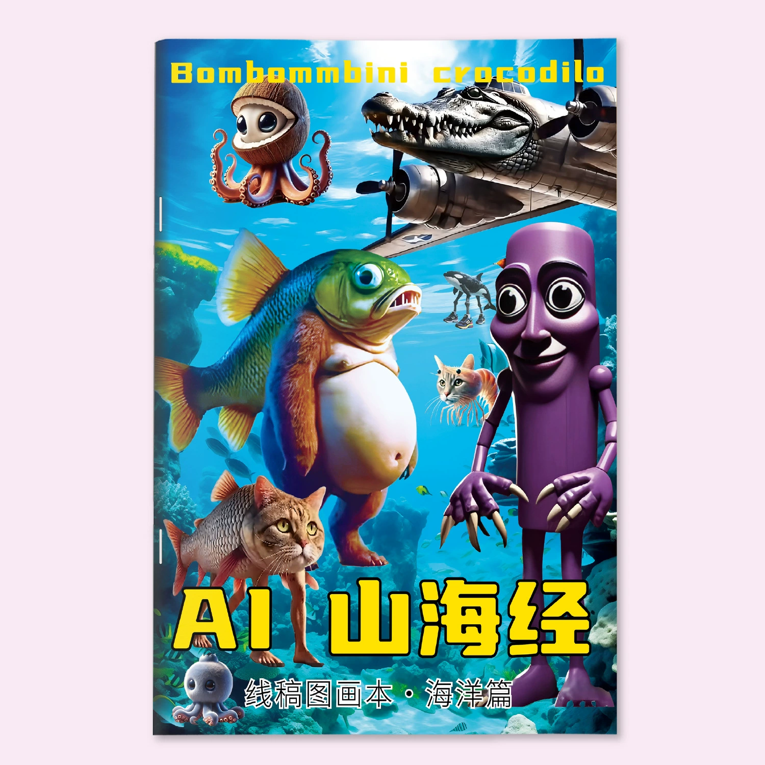 [AI山海经描摹本木棍人通通哥穿鞋鲨鱼线稿抽象搞笑儿童益智涂色本]