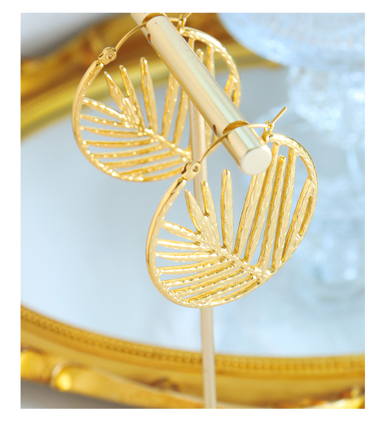 Daily Occasion 304 Stainless Steel Material Bamboo Pattern Women'S Gender PVD Coated Real Gold Plated 18K Gold Bamboo 304 Stainless Steel Fashion Waterproof Non Tarnish Earrings