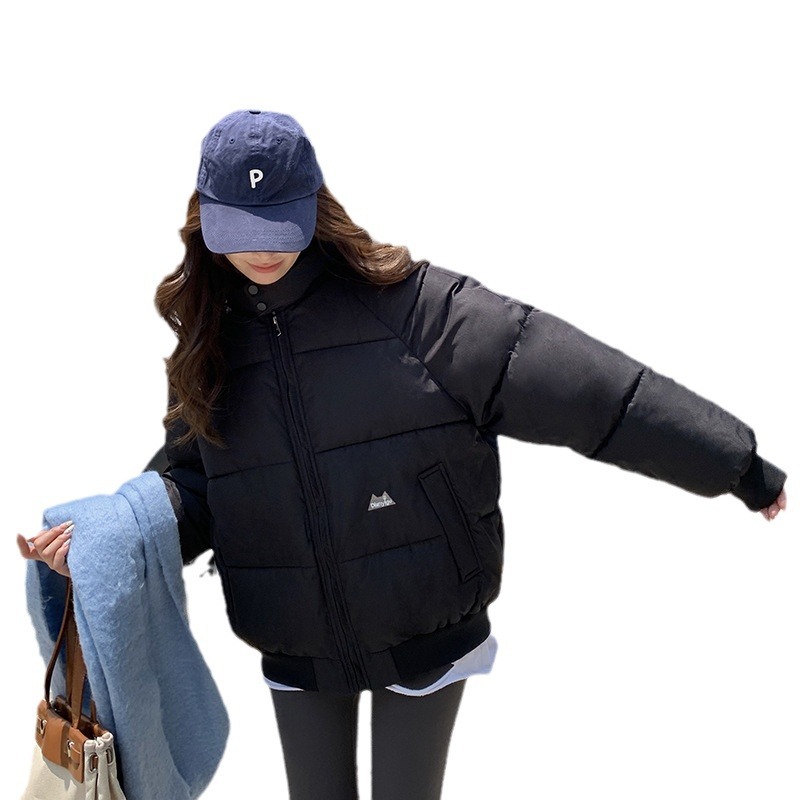 Europa y los Estados Unidos 2024 otoño y invierno ropa corta de algodón de mujer cuello coreano chaqueta pequeña chaqueta de algodón gruesa chaqueta de pan chaqueta