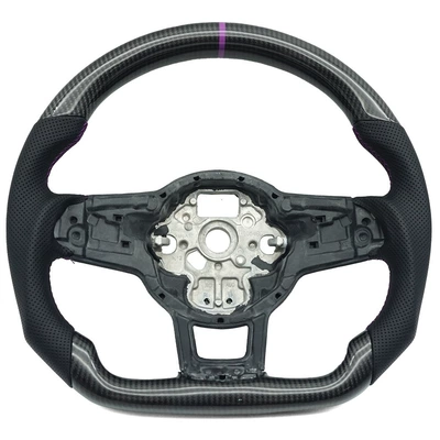 Suitable for Golf 7 7.5 GTI carbon fiber RLINE sports steering wheel with purple stripe and purple return-to-center mark