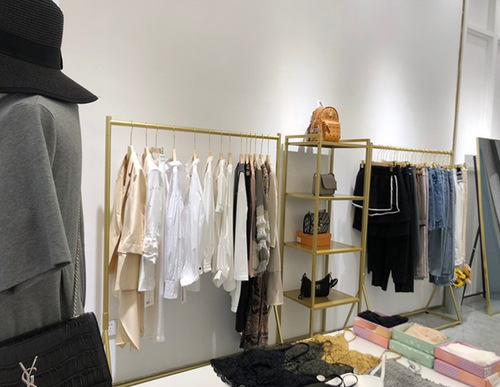 Live streaming clothing store display rack hanger gold floor-standing women's clothing store display stand children's clothing rack clothing display rack